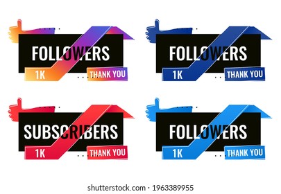 thank you 1000 followers and subscribers social media banner