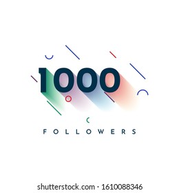 Thank You 1000 Followers Template Design. Vector Eps 10