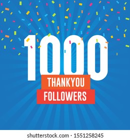Thank you 1000 followers vector. Greeting social card thank you followers. illustration design for Social Networks.
