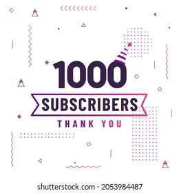 Gracias 1000 suscriptores, 1K suscriptores celebran diseño colorido moderno.