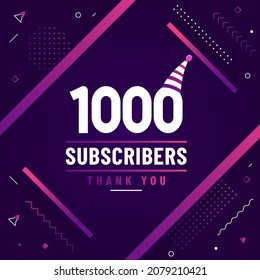 Thank you 1000 subscribers, 1K subscribers celebration modern colorful design.