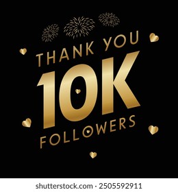 Gracias 10000 o 10k seguidores. Tarjeta de felicitación. Web Concepto de redes sociales. Blogger celebra un Grande número de Suscriptores.