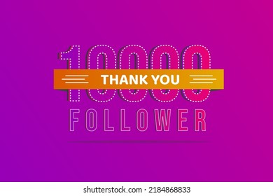 Thank you 10000 follower illustration with thanks on ribbon. Vector illustration in flat style,greeting card,thank you card
