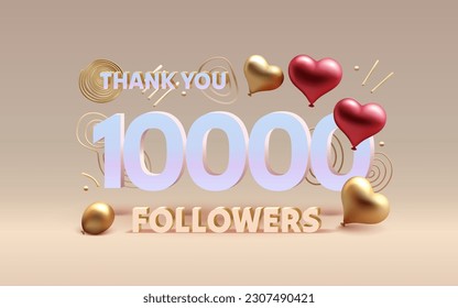 Thank you 10000 followers, peoples online social group, happy banner celebrate, Vector illustration