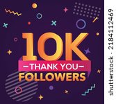 Thank you 10000 followers,thanks banner.First 10K follower congratulation card with geometric figures,lines,squares,circles for Social Networks.Web blogger celebrate a large number of subscribers.