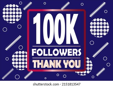 Thank you 100000 followers celebration blue and white modern design