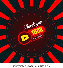 Thank you 100000 subscribers celebration. Greeting card for 100k social media Subscribers. modern colorful design. 