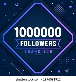 Thank you 1000000 followers, 1M followers celebration modern colorful design.