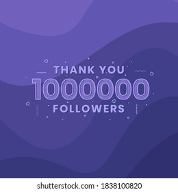 Thank you 1000000 followers, Greeting card template for social networks.