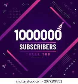 Vielen Dank, 1000000 Abonnenten, 1M Abonnenten feiern moderne, bunte Design.
