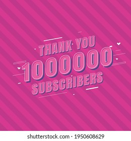 Thank you 1000000 Subscribers celebration, Greeting card for 1m social Subscribers.