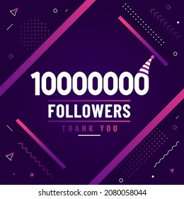 Thank you 10000000 followers, 10M followers celebration modern colorful design.