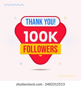 thank you 100k followers celebration banner design vector