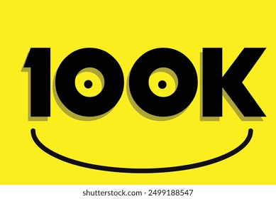 Thank you 100K followers smile editable illustration 