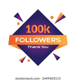 Thank You 100k Followers Template Design. Thank you 1000k followers celebration template design vector. svg