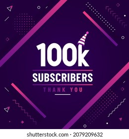 Thank you 100K subscribers, 100000 subscribers celebration modern colorful design.