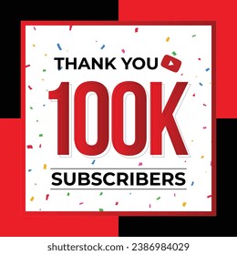 Thank You 100K Subscribers Celebration Vector Template Design
