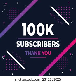 Thank you 100k subscribers or followers. web social media modern post design