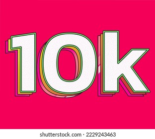 Gracias 10k, 10000 Seguidores, ilustración 10k de fondo rojo. A diez mil les gustan los medios sociales.