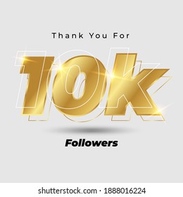 Thank you for 10k followers 3D gold logo isolated on elegant background, vector design for celebration purpose