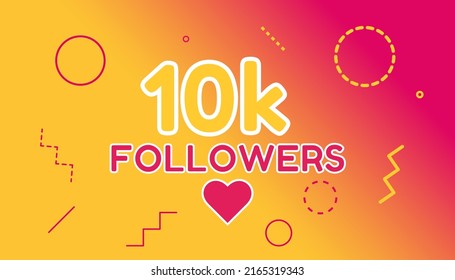 Thank you 10k followers set banner, poster. Congratulation card for social network. Vector illustration