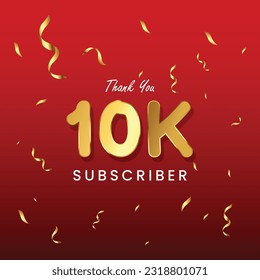 Thank you 10k subscriber celebration vector banner svg