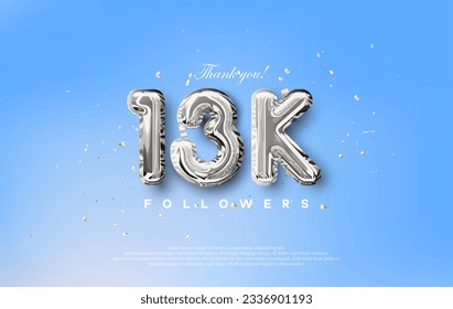 Thank you for the 13k followers with silver metallic balloons illustration.