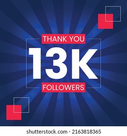 Thank you 13K Followers Vector Design Template