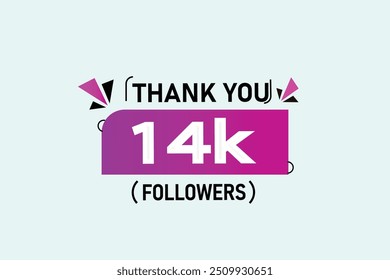 thank you 14K followers  vector illustration social media post  subscribers or followers animation design banner 
