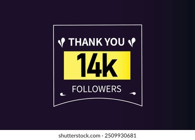 thank you 14K followers  vector illustration social media post  subscribers or followers animation design banner 
