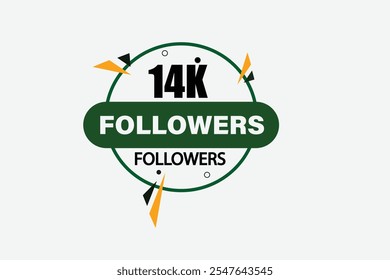 thank you 14k followers,  vector, illustration, social, media, post,  subscribers, followers animation design, banner, premium, background
