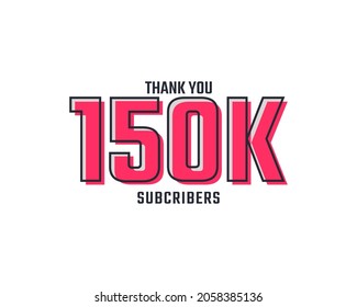 Gracias 150 k Suscriptores Celebration Background Design. 150000 Suscriptores Enhorabuena Plantilla de Medios Sociales Post.