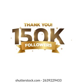 Thank you 150k followers background, greeting for fans. Followers thank you background design.