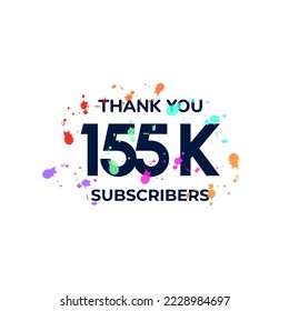 THANK YOU 155K FOLLOWERS CELEBRATION TEMPLATE DESIGN  VECTOR GOOD FOR SOCIAL MEDIA, CARD , POSTER