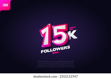 Thank you 15K Followers with Dynamic 3D Numbers on Dark Blue Background