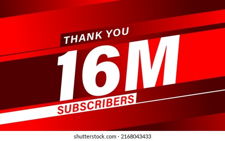 Thank you 16 million subscribers, modern banner design vectors