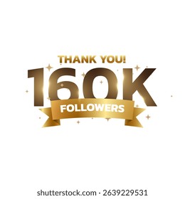 Thank you 160k followers background, greeting for fans. Followers thank you background design.
