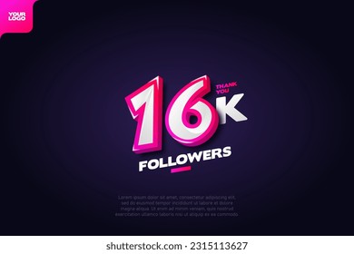 Thank you 16K Followers with Dynamic 3D Numbers on Dark Blue Background