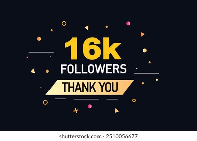 thank you 16K followers  vector illustration social media post  subscribers or followers animation design banner 
