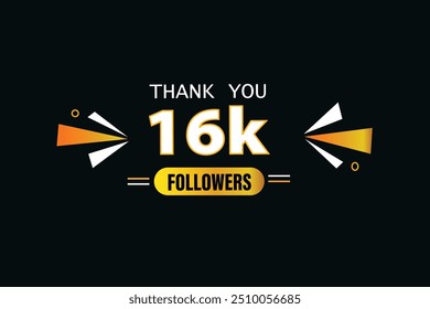 thank you 16K followers  vector illustration social media post  subscribers or followers animation design banner 
