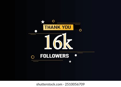thank you 16K followers  vector illustration social media post  subscribers or followers animation design banner 
