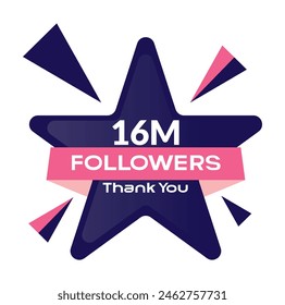 Thank You 16M Followers Template Design. Thank you 16M followers celebration template design vector.