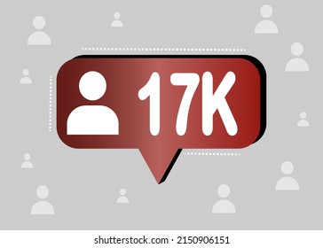 Thank you 17000 followers and peoples. Banner for online social group. Vector illustration