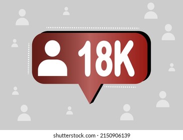 Thank you 18000 followers and peoples. Banner for online social group. Vector illustration