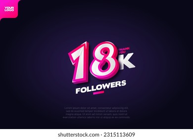 Thank you 18K Followers with Dynamic 3D Numbers on Dark Blue Background