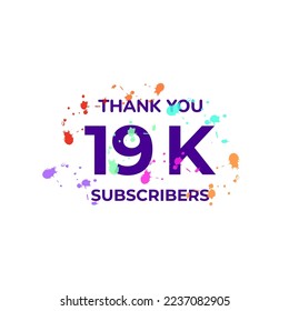 THANK YOU 19K FOLLOWERS CELEBRATION TEMPLATE DESIGN  VECTOR GOOD FOR SOCIAL MEDIA, CARD , POSTER