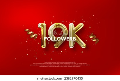 Thank you for the 19k followers with metallic gold balloons illustration.