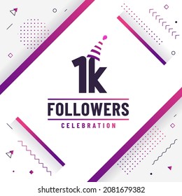 Thank You 1K Followers, 1000 Followers Celebration Modern Colorful Design.