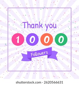 Thank You 1K Followers Social Media Network Background for Appreciation Post Design