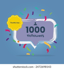 Thank you 1K followers for subscribers bubble chat  media post design